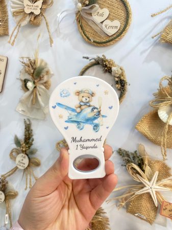 Balon Açacak Magnet - Uçaklı Teddy Temalı
