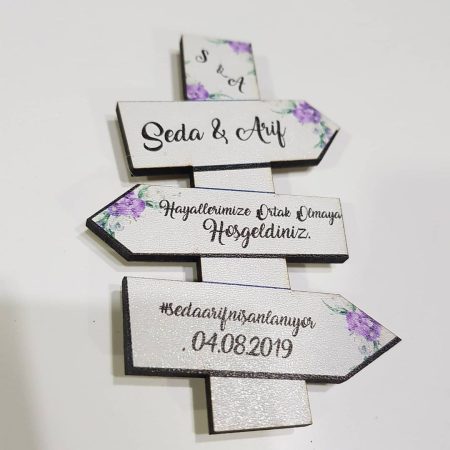 Ahşap Yön Temalı Nikah Şekeri