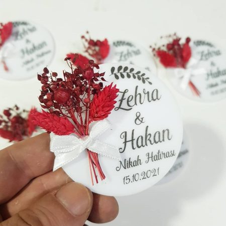 Beyaz Yuvarlak Uv Baskılı Nikah Şekeri