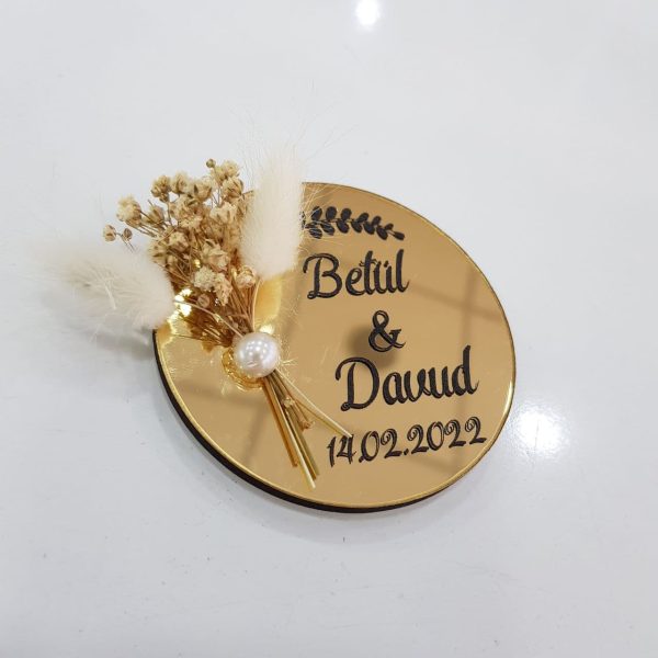 Pleksi Uv Baskılı Nikah Şekeri - Yuvarlak