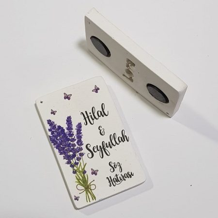 Doğal Taş Magnet - Nikah Şekeri Mor Tasarım