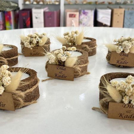 Ahşap Mini Silindir Mumluk