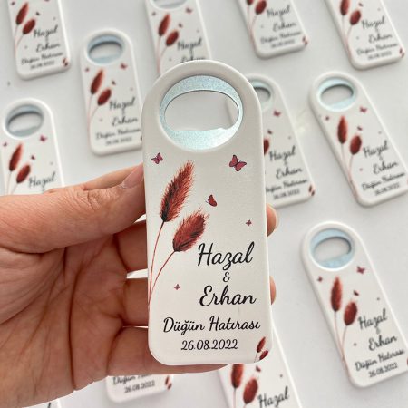 Uzun Açacak Magnet - Bordo Pamuk Otu Temalı
