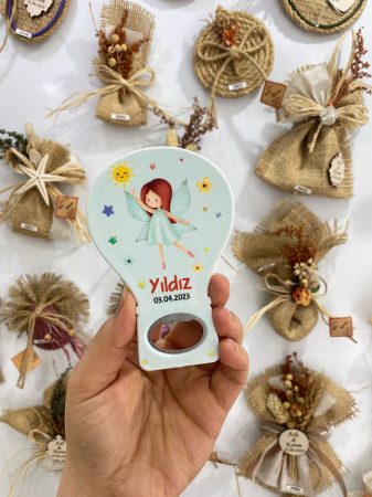 Balon Açacak Magnet - Melekli Tema - Yeşil