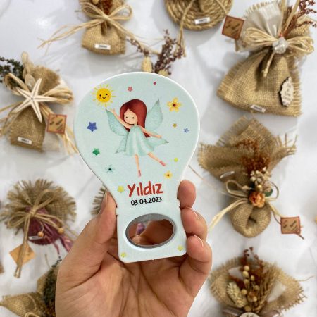 Balon Açacak Magnet - Melekli Tema - Yeşil