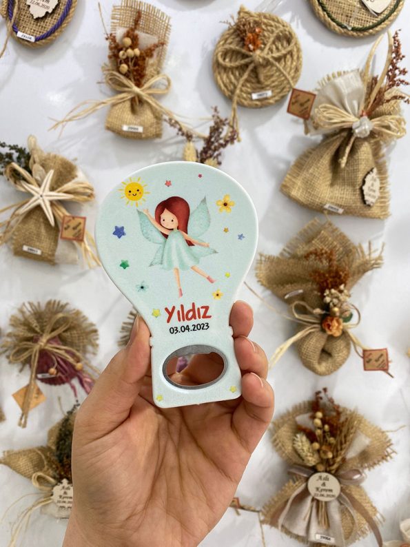 Balon Açacak Magnet - Melekli Tema - Yeşil