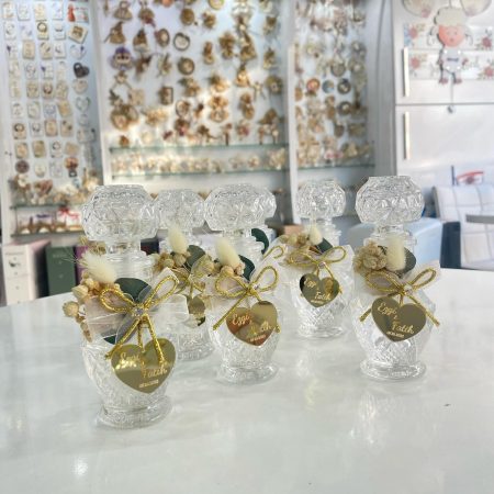 Lüks Oval Tepeli Cam Şişe Nikah Şekeri
