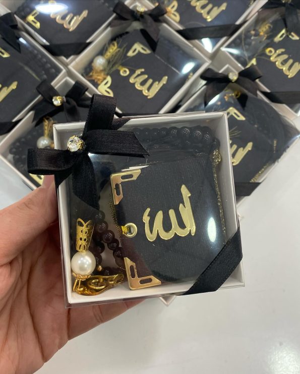Asetat Kutuda Mini Kuran - Pırlanta Taşlı - Siyah