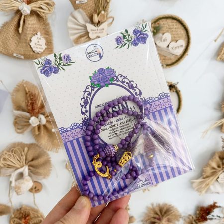 Jelatin İçerisinde 80 Sayfa Yasin Kitabı + Tesbih - Lila