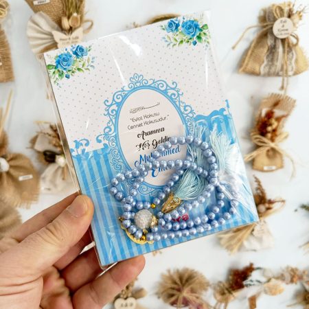 Jelatin İçerisinde 80 Sayfa Yasin Kitabı + Tesbih - Mavi