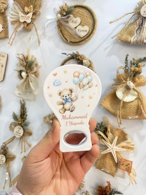 Balon Açacak Magnet - Balonlu Teddy Temalı