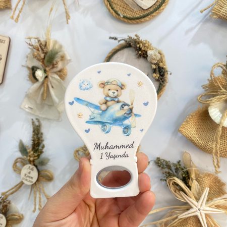 Balon Açacak Magnet - Uçaklı Teddy Temalı
