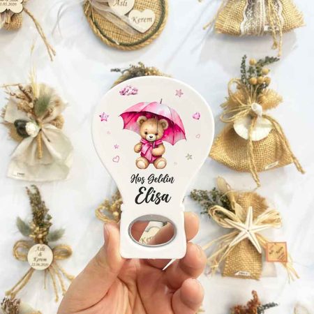 Balon Açacak Magnet - Şemsiyeli Teddy Temalı