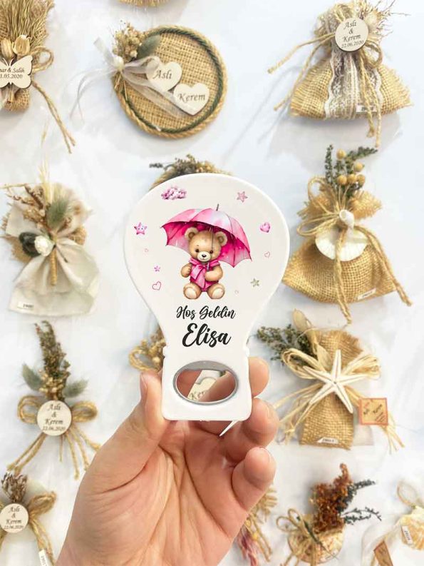 Balon Açacak Magnet - Şemsiyeli Teddy Temalı