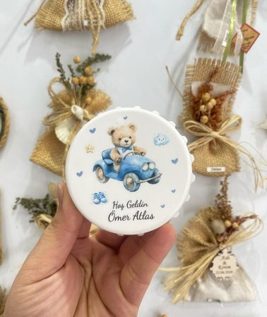 Araba Süren Ayı Teddy Temalı Kapak Açacak Magnet